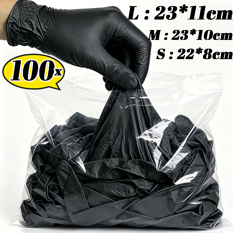 Disposable Gloves Nitrile - 2/100 шт. одноразовые черные перчатки из