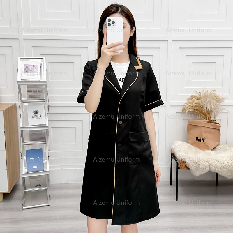Lab Coat Medical - Черная косметическая форма с халатом косметолога,