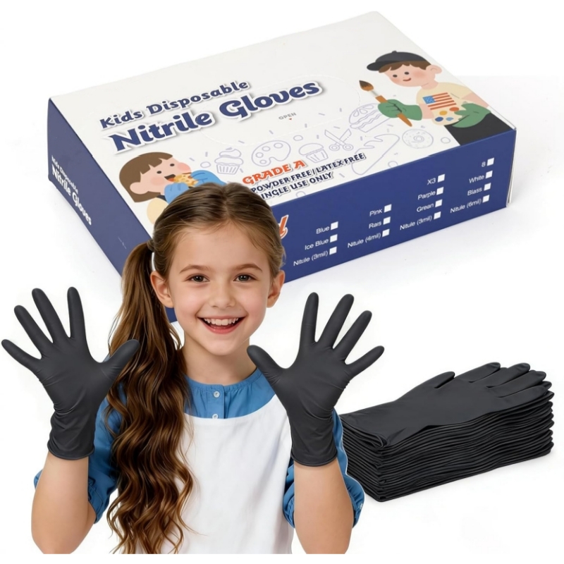 Disposable Gloves Nitrile - Детские черные нитриловые одноразовые перчатки для