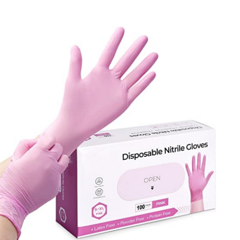 Розовые нитриловые одноразовые – обзор и цена Disposable Gloves Nitrile